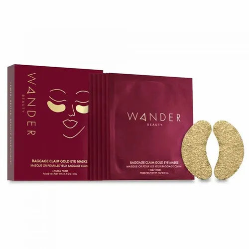 Wander Beauty – Baggage Claim Gold Eye Masks (6 pares)